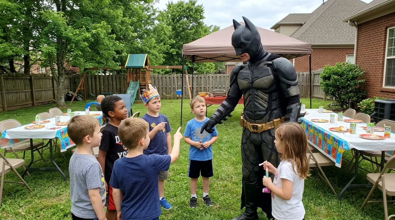 AI-generated illustration of tennessee party entertainers and a birthday celebration.