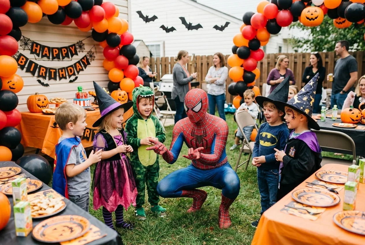 AI-generated illustration for the party idea: Plan a Halloween Birthday Party Kids Can Enjoy.