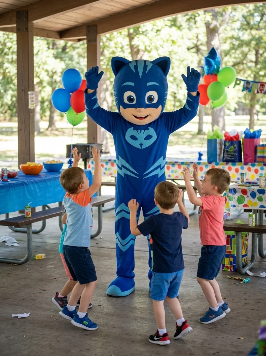 Blue Cat Hero — AI-generated costume illustration